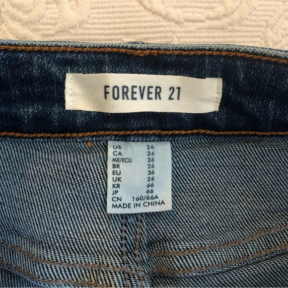 Forever 21 Slightly Distressed High Waisted Button Fly Denim Jeans - Picture 5 of 5